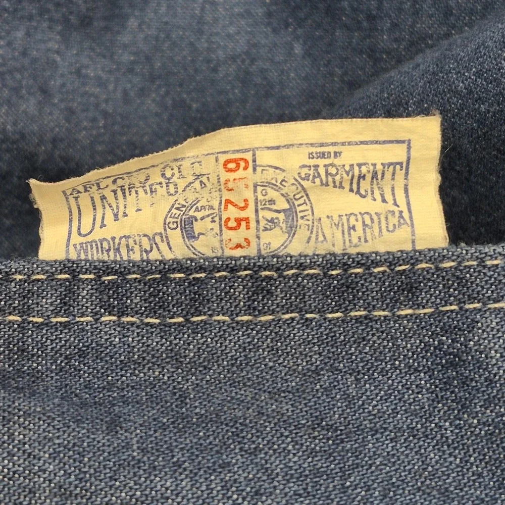 Vintage Sears Denim Overalls Mens 40x30 Blue Workwear Union Made Grunge USA